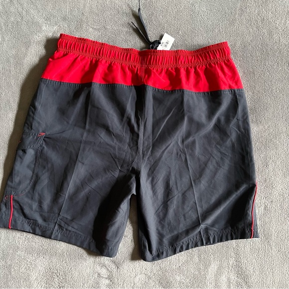 Speedo Gray and Red Swim Trunks Mens Size XXL - Picture 3 of 8